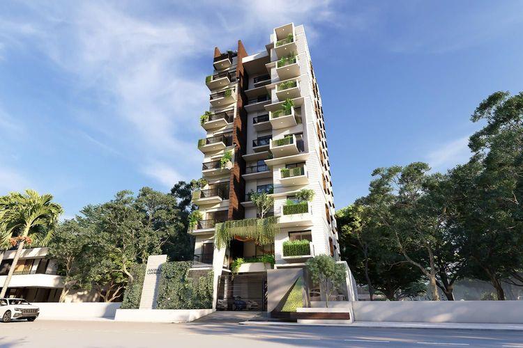 anwar landmark plumeria apartment's front view Basundhara