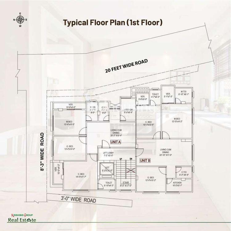 krishibid orchid apartment's 1st floor plan মিরপুর