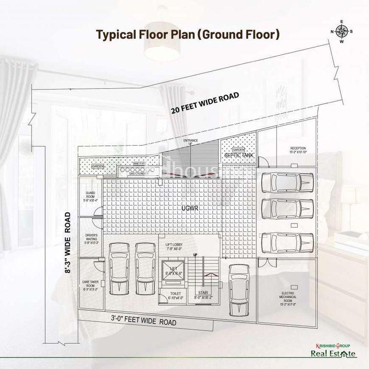 krishibid orchid apartment's ground floor plan Mirpur
